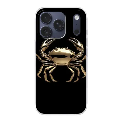 Goud - Krab - Dieren - Zwart Telefoonhoesje iPhone 17 Pro klein -3d