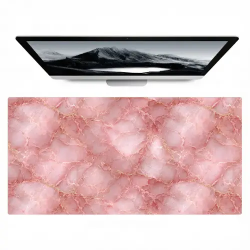 Roze - Kwarts - Goud - Marmer Muismat XXL klein 681 -zzz3d