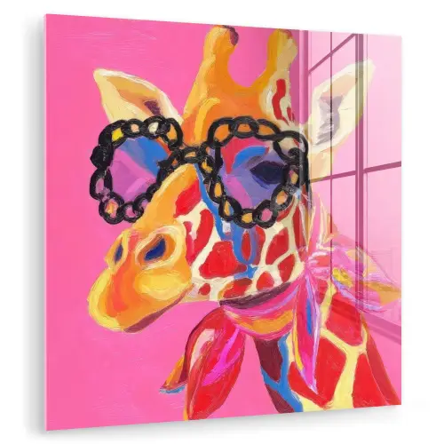 Giraf - Roze - Bril - Sjaal plexiglas 5mm klein -zzzproduct_nieuw