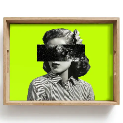 Vrouw - Sterrenhemel - Groen Dienblad Rechthoek middel -z3d_shopping