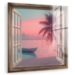 Doorkijk - Strand - Palmboom - Tropisch plexiglas 5mm klein -zzzproduct_nieuw
