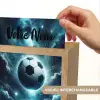 Voetbal - Galaxy - Ruimte - Sport - Blauw Light Box met kabel (Kinderlampje) klein -USP_websiteprintFR