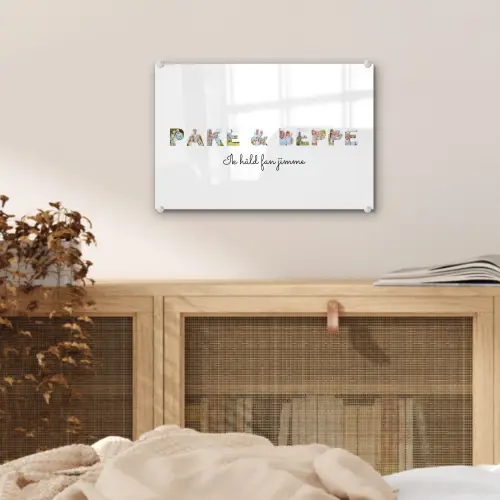 Pake & Beppe - Lettercollage plexiglas 5mm klein -sfeer4