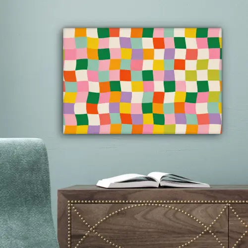 Vierkanten - Kleurrijk - Golvend canvas 2cm klein -sfeer4