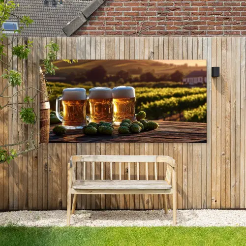 Bier - Hop - Landschap Tuinposter op houten frame 2 cm dik xxl -sfeer4