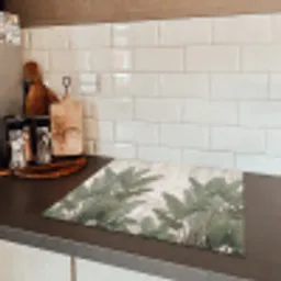 Bananenbladeren - Beton - Groen Inductie beschermer vinyl 3mm middel -sfeer3