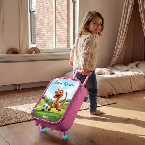 Voetbal - Dino - Sport Kinderkoffer - Roze klein -sfeer1