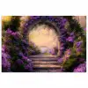 Poort - Paars - Bloemen poster papier klein -3d