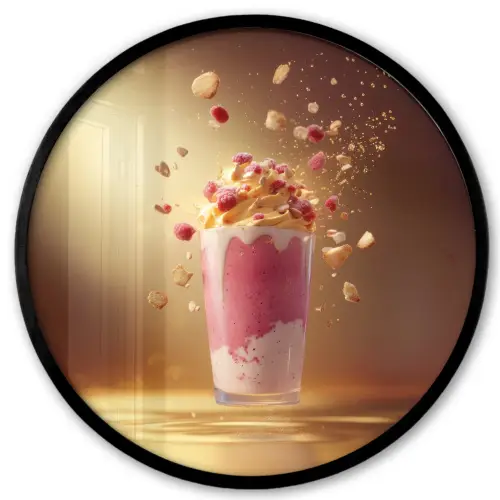 Framboos - Smoothie - Drinken - Roze Fotolijst rond zonder passe partout klein -3d