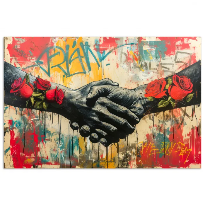Graffiti - Rozen - Handen - Street art - Banksy poster papier klein -3d