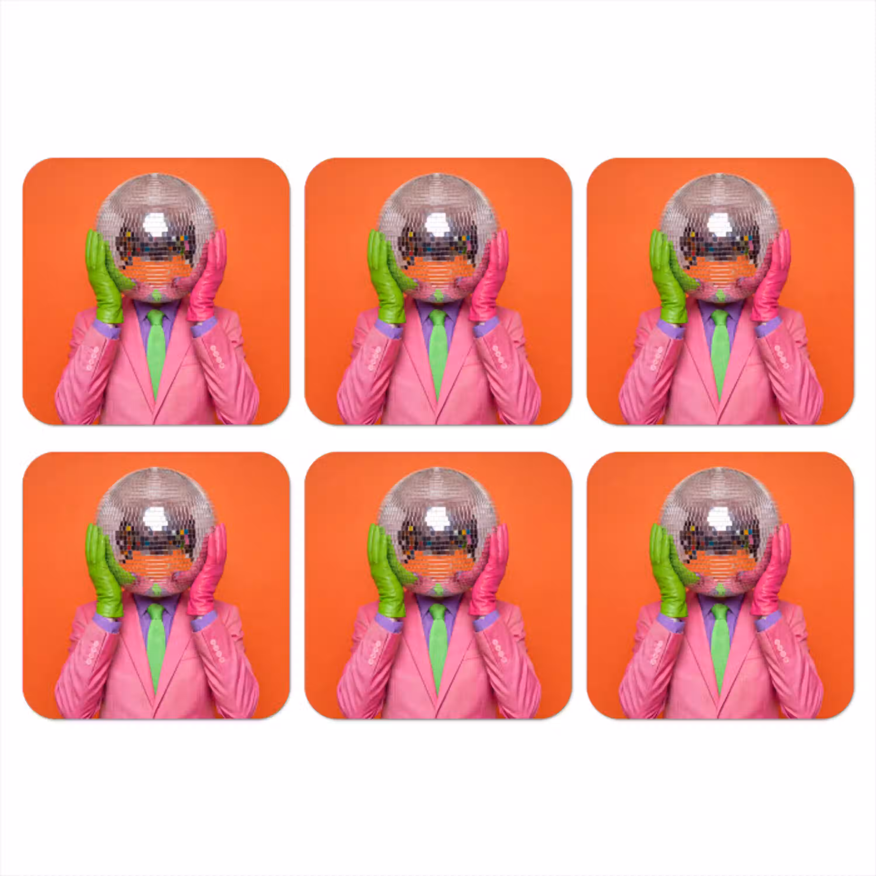 Kunst - Disco bal - Kleurrijk - Modern - Studio onderzetter kurk middel -3d