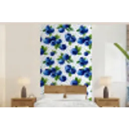 Bessen - Patroon - Blauw fotobehang vinyl groot 64 -bed