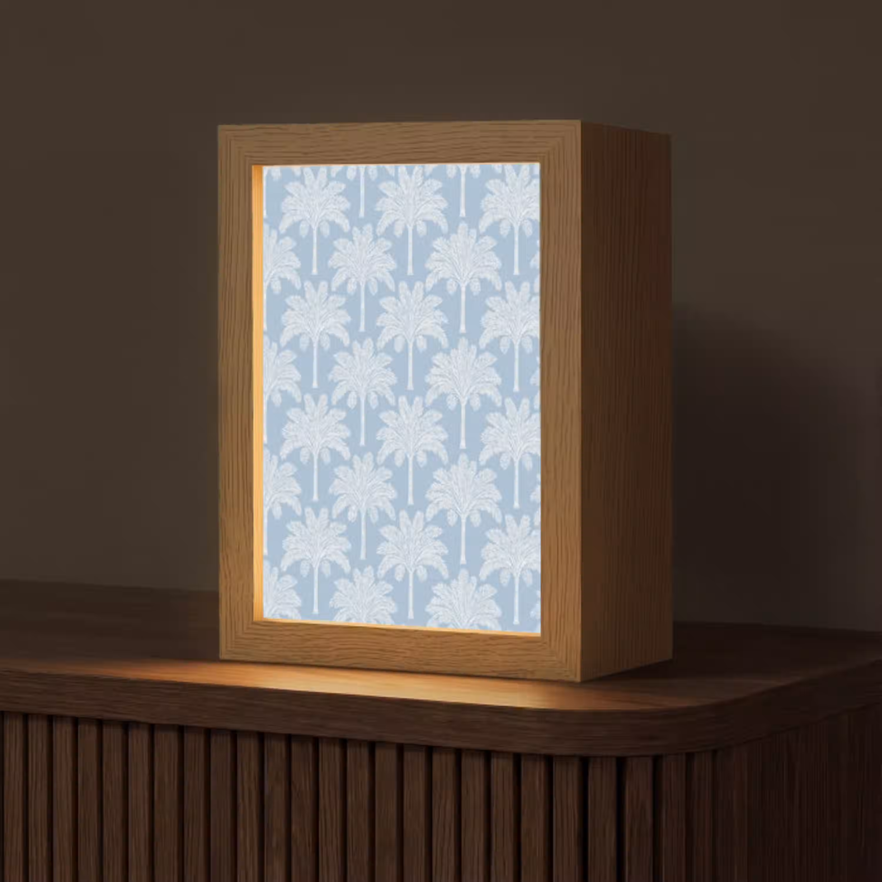 Palmboom - Modern - Blauw Light Box met kabel (Tafellamp) klein 925 -z3d_website