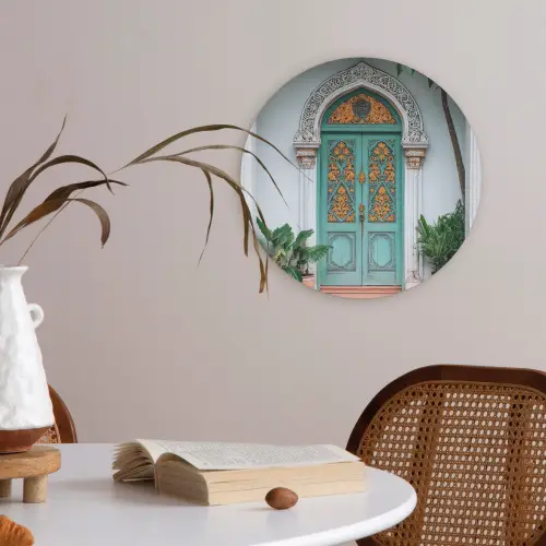 Deur - Patronen - Planten Akoestische PET Vilt - Rond klein -sfeer3