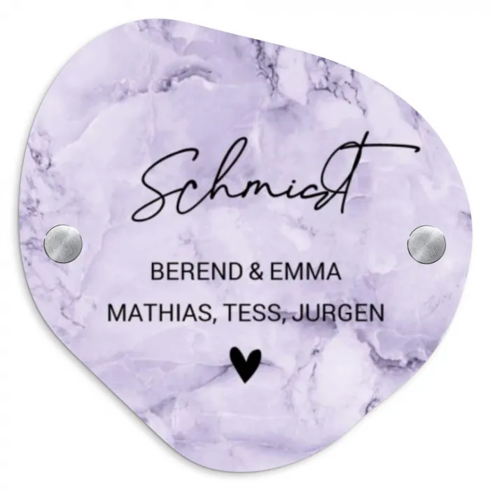 Paars marmer - Sierlijk Naambord Organisch middel -3d