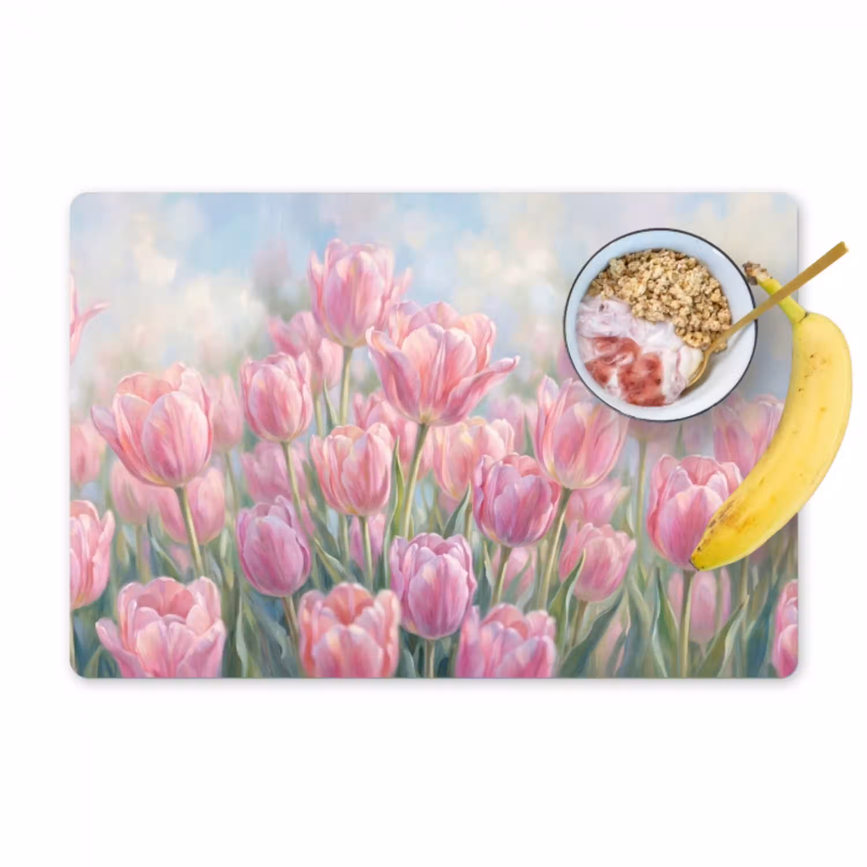 Tulpen - Veld - Lente - Roze Placemat vinyl groot -zzzproduct_Kitchenyeah-website