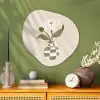 Vaas - Geruit - Bloem - Groen Wandcirkel Organisch Plexiglas middel -sfeer2