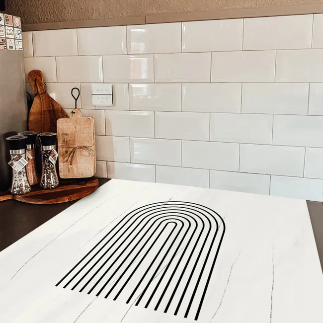 Kunst - Boog - Zwart - Wit Inductie beschermer vinyl 3mm middel -sfeer3