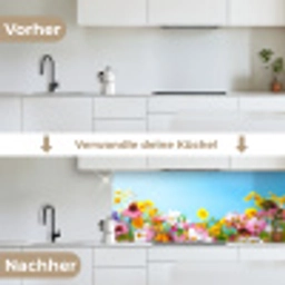 Bloemen - Kleurrijk - Blauw - Natuur keuken achterwand 2 middel -voor-na_DE