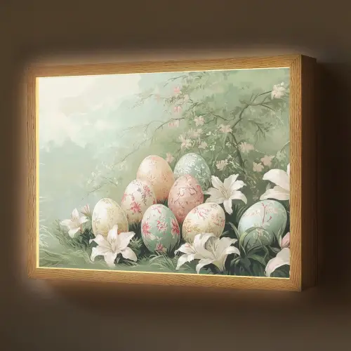 Paaseieren - Pasteltinten - Bloemen Light Box met batterij (Wandlamp) middel -z3d_website