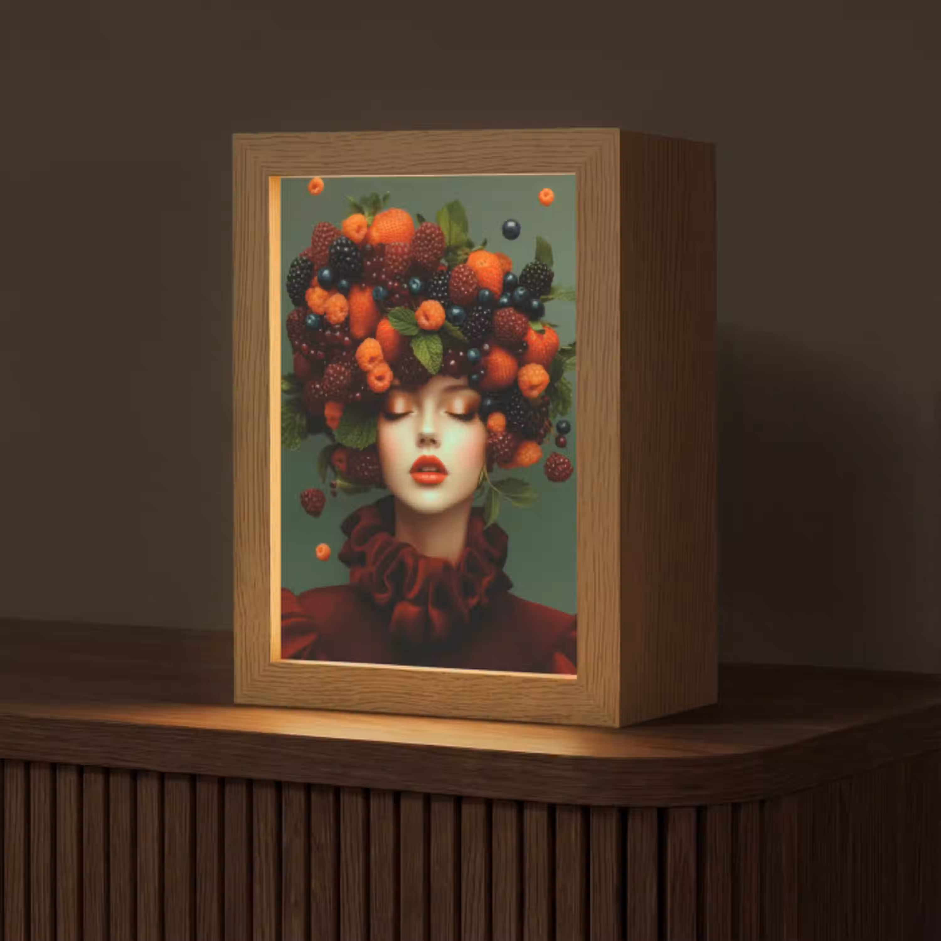 Vrouw - Aardbeien - Frambozen - Bramen - Bessen Light Box met kabel (Tafellamp) klein -z3d_website