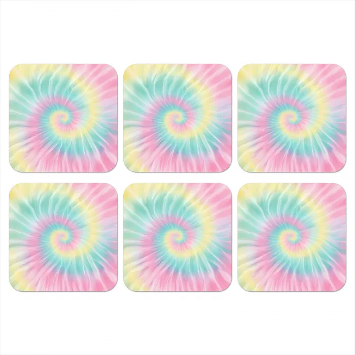 Pasteltinten - Tie dye - Roze onderzetter kurk middel -3d
