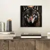 Dieren - Wolf - Portret - Zwart - Bruin aluminium wit klein -sfeer1