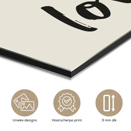Minimalistisch - Beige - Love aluminium wit klein -closeup_NL