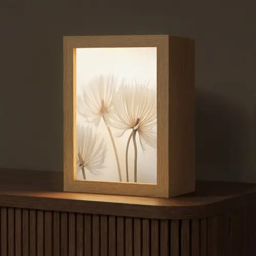 Bloemen - Beige - Natuur Light Box met kabel (Tafellamp) klein -z3d_website