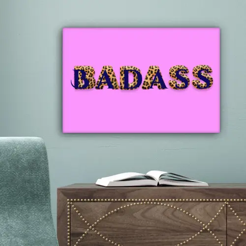 Felroze - Badass - Panterprint - Schaduw canvas 2cm klein -sfeer4