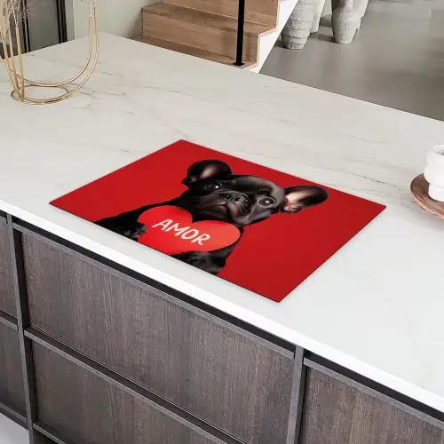Amor - Hond  - Hartje - Rood Inductie beschermer vinyl 3mm klein -sfeer8