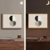 Cirkels - Strepen - Minimalistisch - Zwart Light Box met batterij (Wandlamp) middel -sfeer3