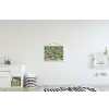 Dinosaurussen - Wolken - Sterren - Oranje textielposter latten blank klein -kinderkamer