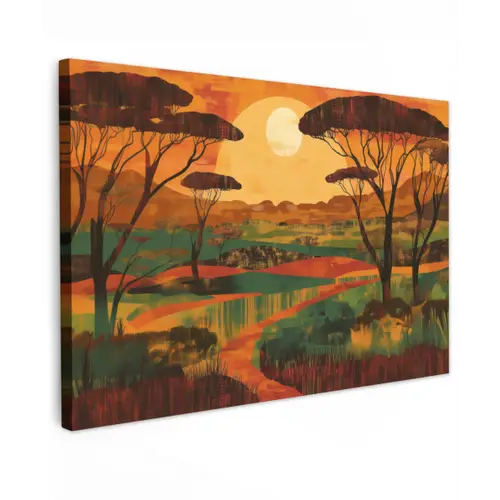 Landschap - Afrikaans - Zon Tuinposter op houten frame 2 cm dik klein -3d