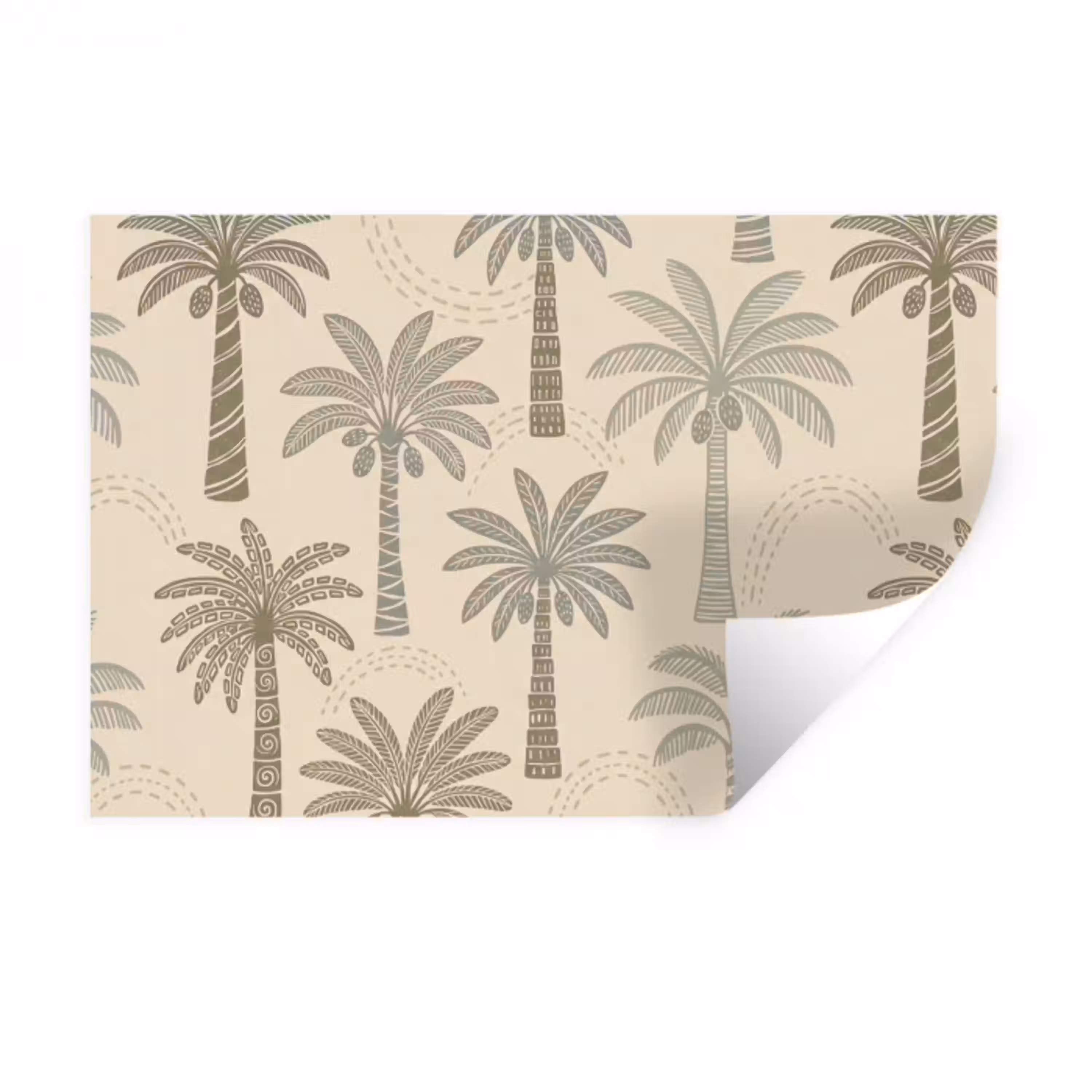 Palmbomen - Patroon - Tropisch - Beige Muursticker klein -3d