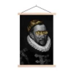 Willem van Oranje - Adriaen Thomasz - Zwart - Wit textielposter latten blank klein -3d