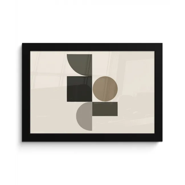 Aardetinten - Abstracte compositie - Eenvoudige vormen fotolijst zwart zonder passe partout klein -3d