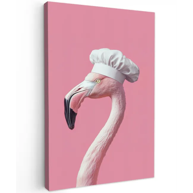 Flamingo - Roze - Koksmuts - Vogel Tuinposter op houten frame 2 cm dik klein -3d