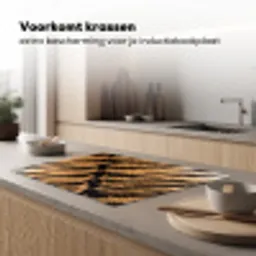 Realistisch - Tijgervacht - Zwart Inductie beschermer vinyl 3mm klein -sfeer1
