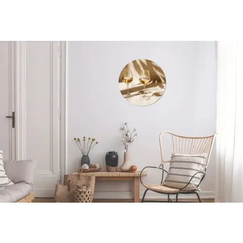 Wijn - Wijnglazen - Wit Wandcirkel aluminium klein -woonkamer