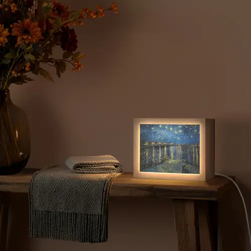 Van Gogh - Brug - Oude meesters Light Box met kabel (Tafellamp) klein -sfeer4