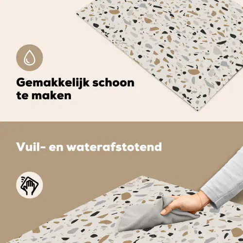 Terrazzo -  Patroon - Staal Inductie beschemer met haakjes klein 777 -ky-schoon-nl