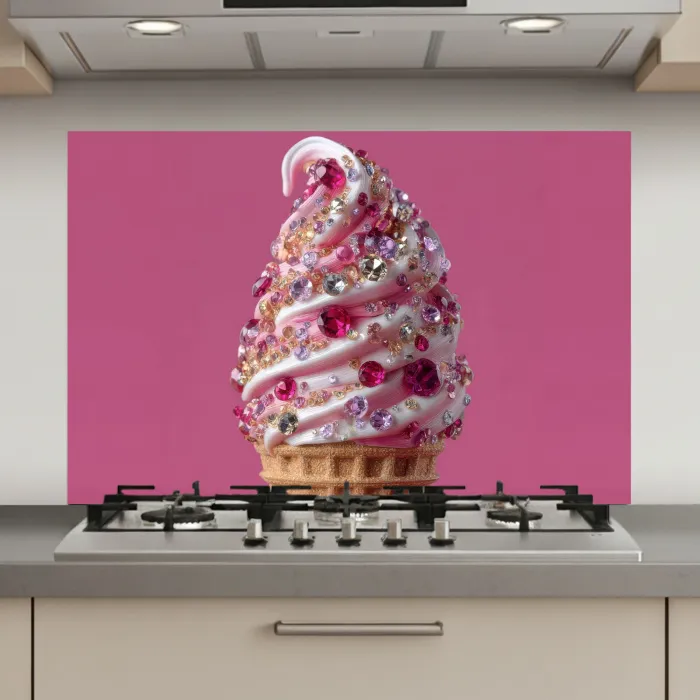 Softijs - Edelstenen - Roze - Hoorntje keuken achterwand spatscherm klein -3d_website
