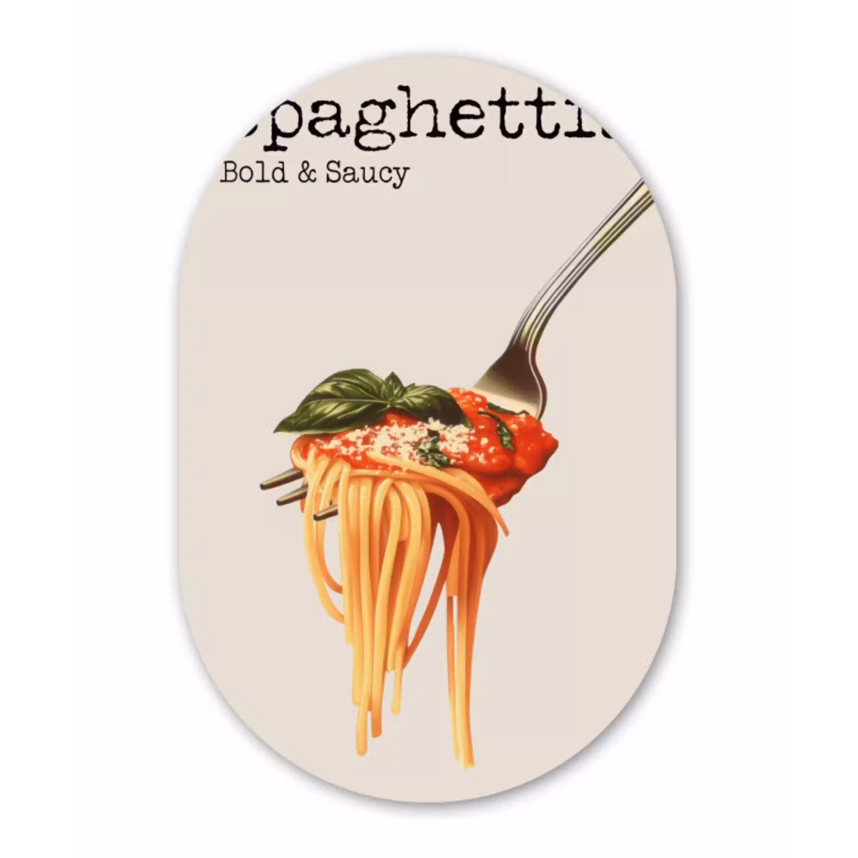Spaghetti - tomatensaus - Parmezaanse kaas Wandcirkel Ovaal Aluminium middel -3d