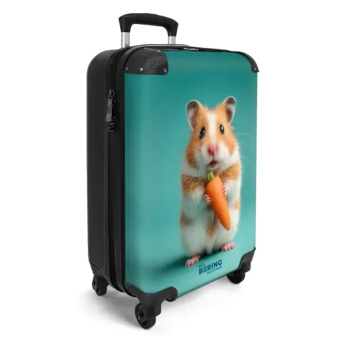 Hamster met een wortel op een blauwe achtergrond NBS - Handbagage koffer - Kinderen Unisex middel -productfoto_3d