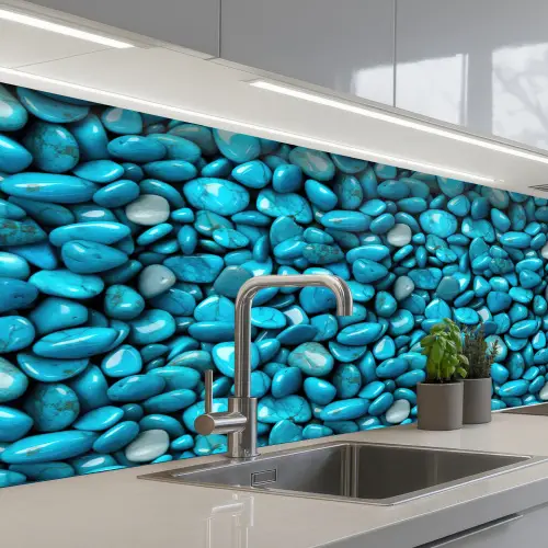 Glanzende - Blauwe - Stenen keuken achterwand 2 middel 871 -3d_schuin