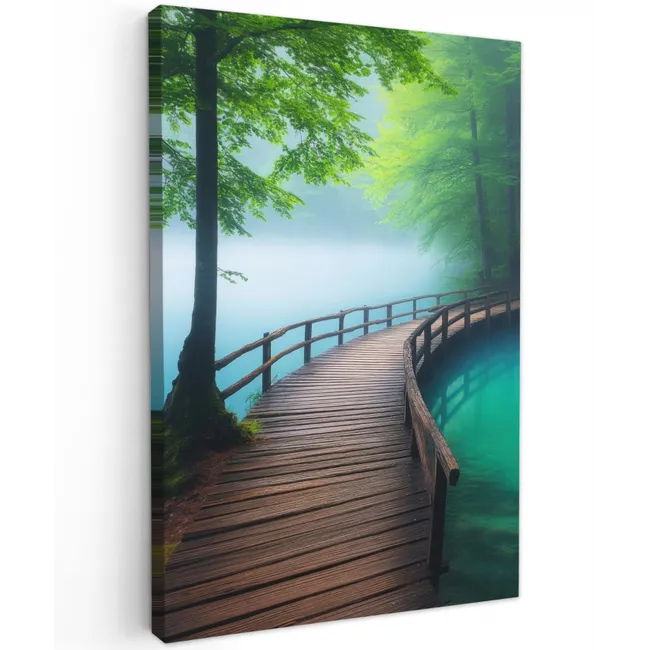 Brug - Water - Rivier - Bos Tuinposter op houten frame 2 cm dik klein -3d