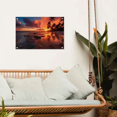 Tropische Zonsondergang tuinposter los doek klein -sfeer7