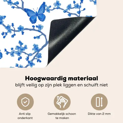 Vlinder - Bloemen - Blauw Inductie beschemer met haakjes klein 777 -ky-onderkant-nl
