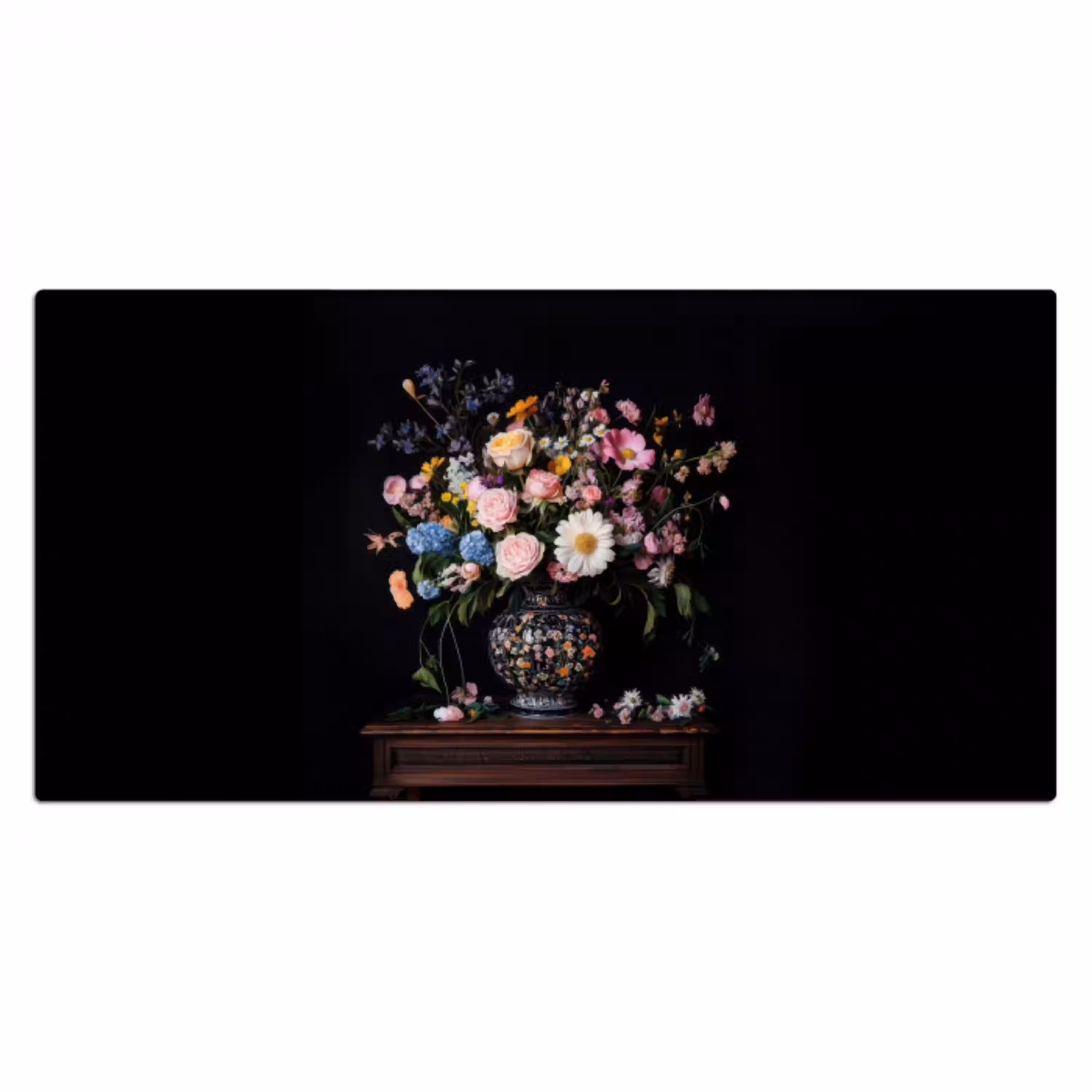 Bloemenvaas - Hout - Bloemen - Boeket Muismat XXL klein -3d_leeg